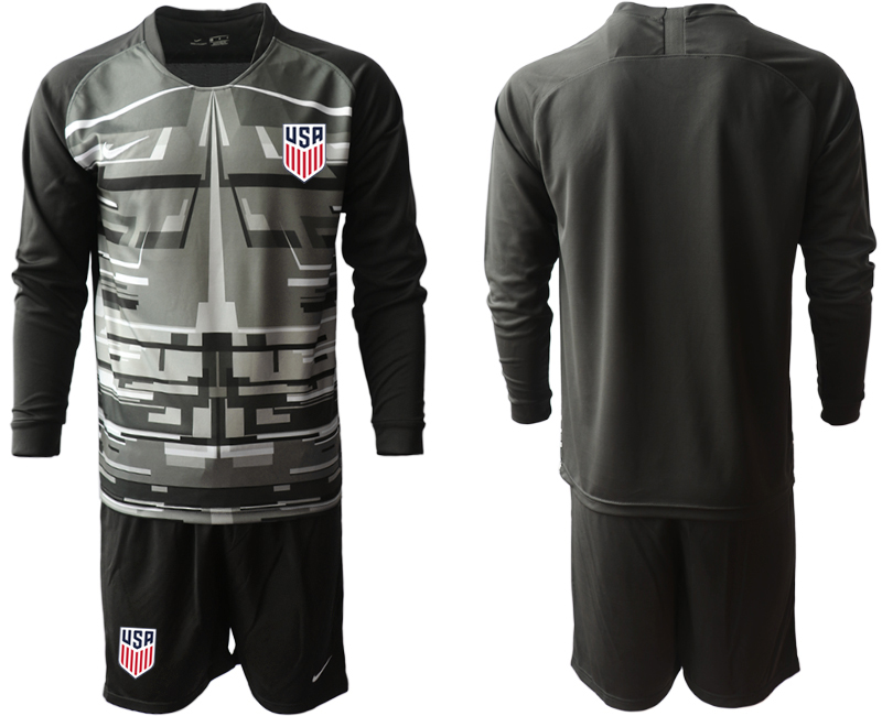 Men 2020-2021 Season National team United States goalkeeper Long sleeve black Soccer Jersey->united states jersey->Soccer Country Jersey